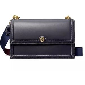 Tory Burch Navy Leather Crossbody with Gold Details
